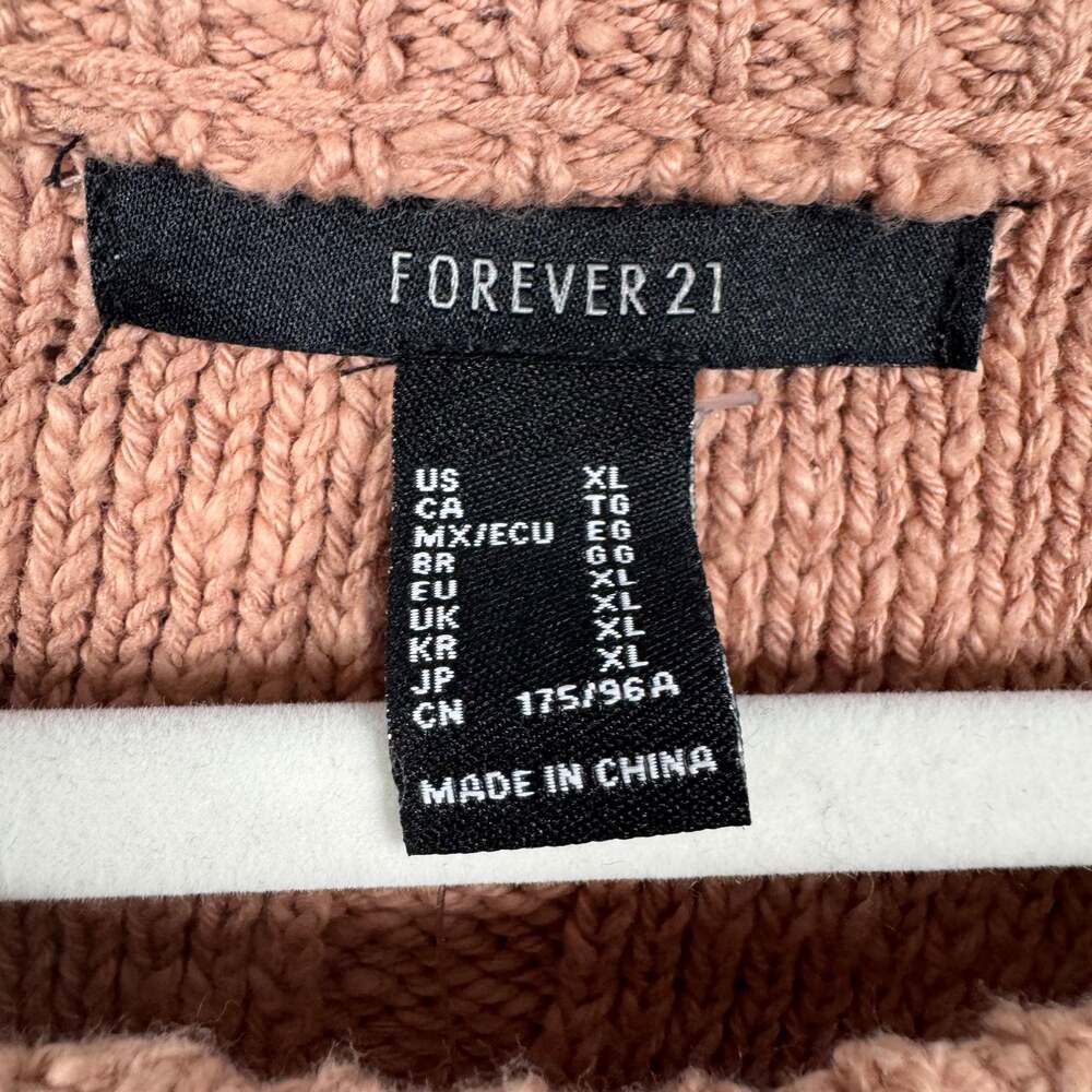 Forever 21 Cropped Sweater Blush Diamond Pattern Cable Knit Size Small - Picture 4 of 8
